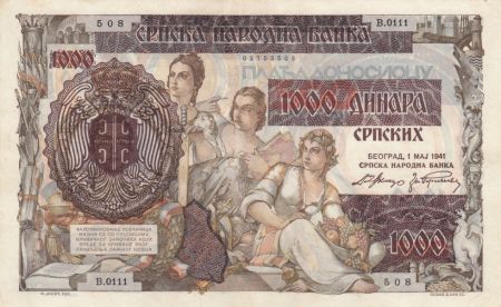 Croatie 1000 Dinara 1941  - Groupe de femme