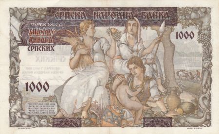 Croatie 1000 Dinara 1941  - Groupe de femme