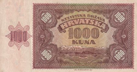 Croatie 1000 Kuna - jeune fille - montagnes - 1941 - Série L - TTB - P.4