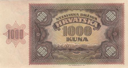 Croatie 1000 Kuna 1941 jeune fille, montagnes