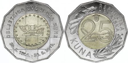 Croatie 25 Kuna, 25 ans de la Monnaie Nationale Kuna - 2019 - Bi-métal