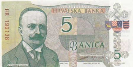Croatie 5 banica - Billet de propagande - 1990 - Série HR