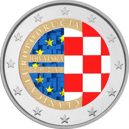 Croatie Introduction de l\'Euro - 2 Euros Commémo. Couleur 2023