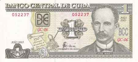 Cuba 1 Peso - J. Marti - Maison famililale de J. Marti - 2003 - NEUF - P.125
