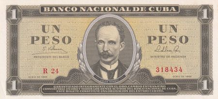 Cuba 1 Peso  -José Marti - Fidel Castro - 1965 - SPL+ - P.94c