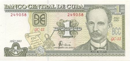 Cuba 1 Peso 2003 - J. Marti - Maison famililale de J. Marti