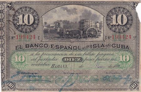 Cuba 10 Pesos - Agriculture - 1896 - TTB - P.49b