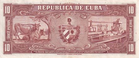 Cuba 10 Pesos - Carlos M. De Cespedes -  Vaches - 1956 - TTB+ - P.88b