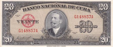 Cuba 20 Pesos - Antonio Maceo - 1960 - NEUF - P.80b