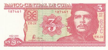 Cuba 3 Pesos - Che Guevara - Série FA-24 - 2004 - P.127