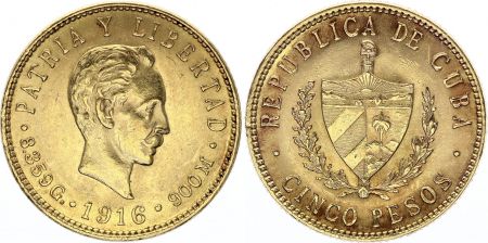 Cuba 5 Pesos  - José Marti - 1916 Or