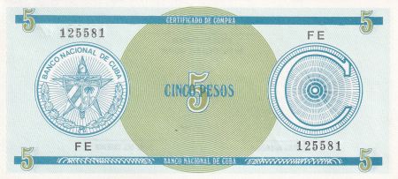 Cuba 5 Pesos - Armoiries - 1987 - Série FE - P.FX13a