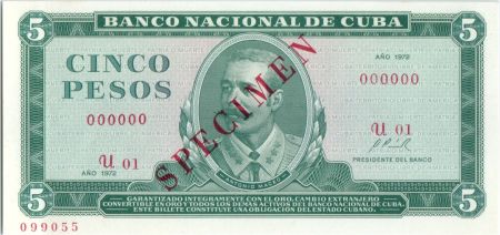 Cuba 5 Pesos 1972 - Antonio Maceo - Invasion de 1958 - Spécimen
