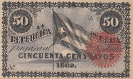 Cuba 50 Centavos - Drapeau - 1869