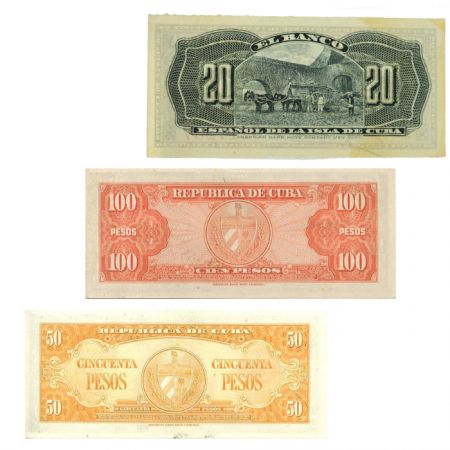 Cuba LOT 3 Billets CUBA avant Castro (1897-1959)
