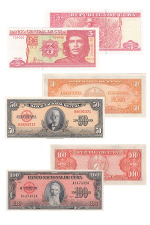 Cuba Série de 3 billets de Cuba - (1958 - 2004)
