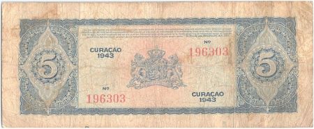 Curaçao 5 Gulden Femme assise, port - 1943