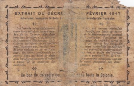 Dahomey 1 Franc - Colonie du Dahomey - 1917 - Série B.22 - AB - P.2