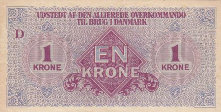 Danemark 1 Krone ND1945 - Allied Kommando in Denmark - 2ème ex