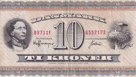 Danemark 10 Kroner - Hans Christian Andersen - Cigognes - 1971 - Série B9 - P.44ae