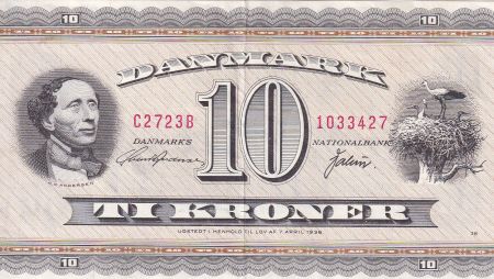 Danemark 10 Kroner - Hans Christian Andersen - Cigognes - 1972 - Série C2 - P.44ag