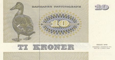 Danemark 10 Kroner C. S. Kirchhoff - Canard - 1972 Série A.1  - SPL