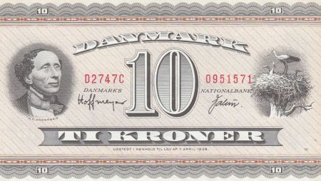 Danemark 10 Kroner H. C. Andersen - Cigognes - 1974 - D2