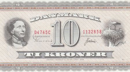 Danemark 10 Kroner H. Christian Andersen - Cigognes - 1974 - D4
