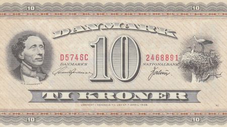 Danemark 10 Kroner Hans Christian Andersen - Cigognes - 1974 - D5