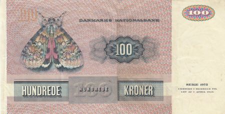 Danemark 100 Kroner 1982 - Jens Juel, Papillon