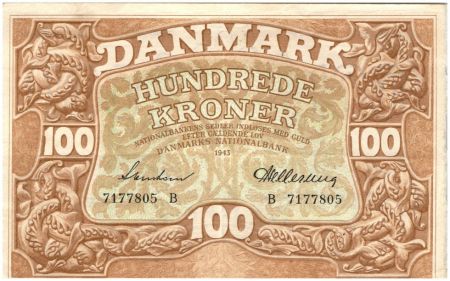 Danemark 100 Kroner Dauphins Stylisés