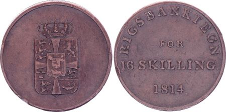 Danemark 16 Skilling,  Fréderic VI - 1814