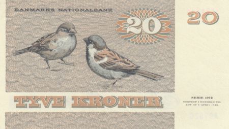Danemark 20 Kroner, Pauline Tutein - Moineaux - 1979 Série A0