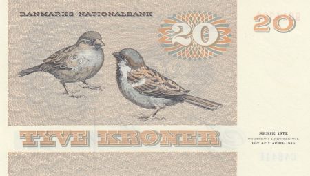 Danemark 20 Kroner, Pauline Tutein - Moineaux - 1984 Série C4