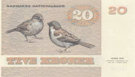 Danemark 20 Kroner, Pauline Tutein - Moineaux - 1986 - Série C6