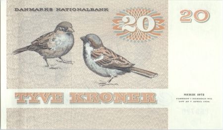 Danemark 20 Kroner, Pauline Tutein - Moineaux - 1987