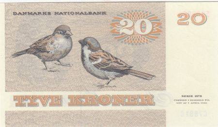 Danemark 20 Kroner, Pauline Tutein - Moineaux - 1988 - Série C7 - 2ème ex