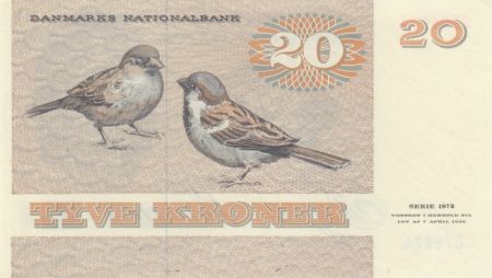 Danemark 20 Kroner, Pauline Tutein - Moineaux - 1988 - Série C7 - SUP