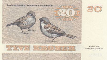 Danemark 20 Kroner, Pauline Tutein - Moineaux - 1988 - Série C7