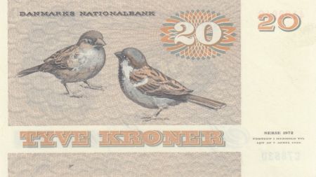 Danemark 20 Kroner, Pauline Tutein - Moineaux - 1988 - Série C7