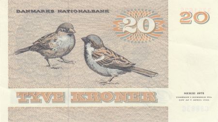 Danemark 20 Kroner, Pauline Tutein - Moineaux - 1988 - Série C8