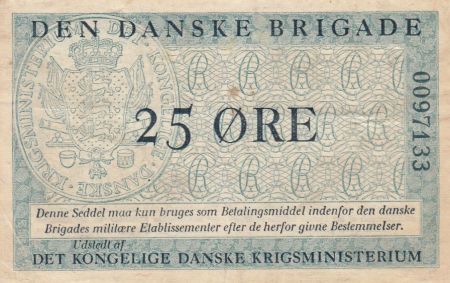 Danemark 25 Øre ND1947-58 - Den Danske Brigade - 2ème ex