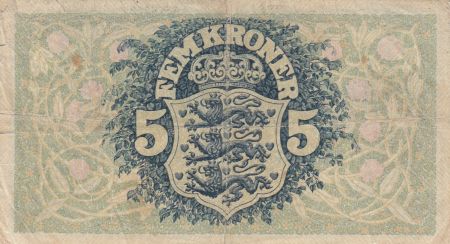 Danemark 5 Kronen 1942 - Paysage, Armoiries - Série H 2ème ex