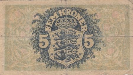 Danemark 5 Kronen 1942 - Paysage, Armoiries - Série H