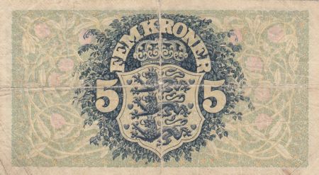 Danemark 5 Kronen 1942 - Paysage, Armoiries - Série J