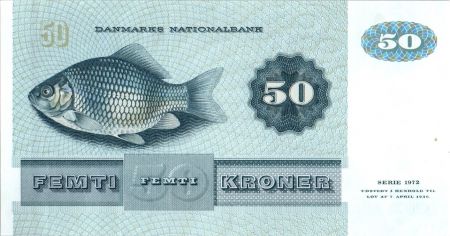 Danemark 50 Kroner, Mme Ryberg - Poisson  - 1972 - C4