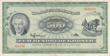 Danemark 500 Kroner Chr D.F. Reventlow - 1967 - p.TTB - P.47c