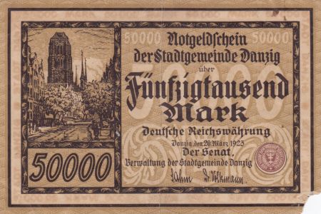 Danzig 50000 Mark Danzig 1923 - P.20 - état B