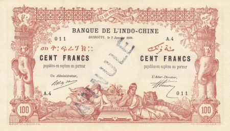 Djibouti 100 Francs 1920 - Annulé - Spécimen - p.Neuf