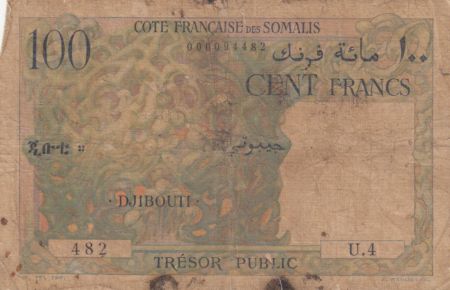 Djibouti 100 Francs Corail - Palmier - 1952 - Série  U.4 - p.TB  - P.26